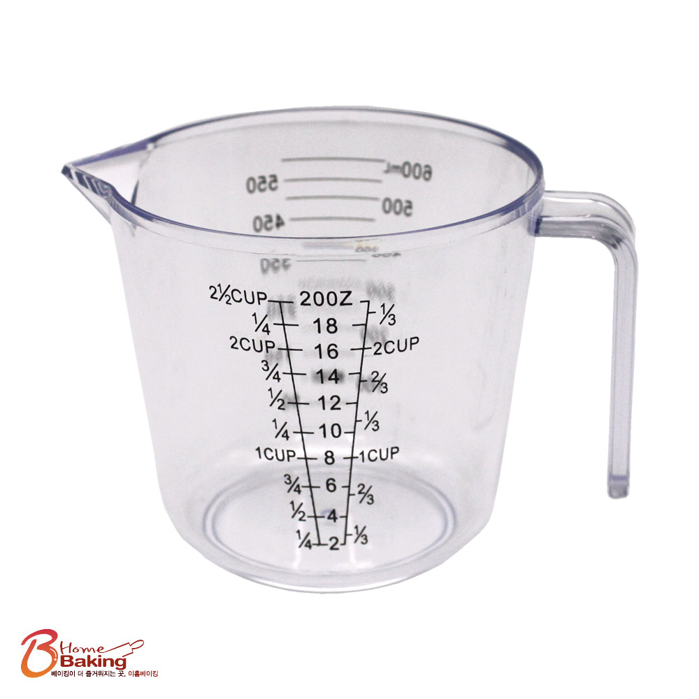 눈금계량컵600ml 요리비커 pc 라면물계량 플라스틱 바리스타카페용품 열탕소독 도구 - 상품 이미지