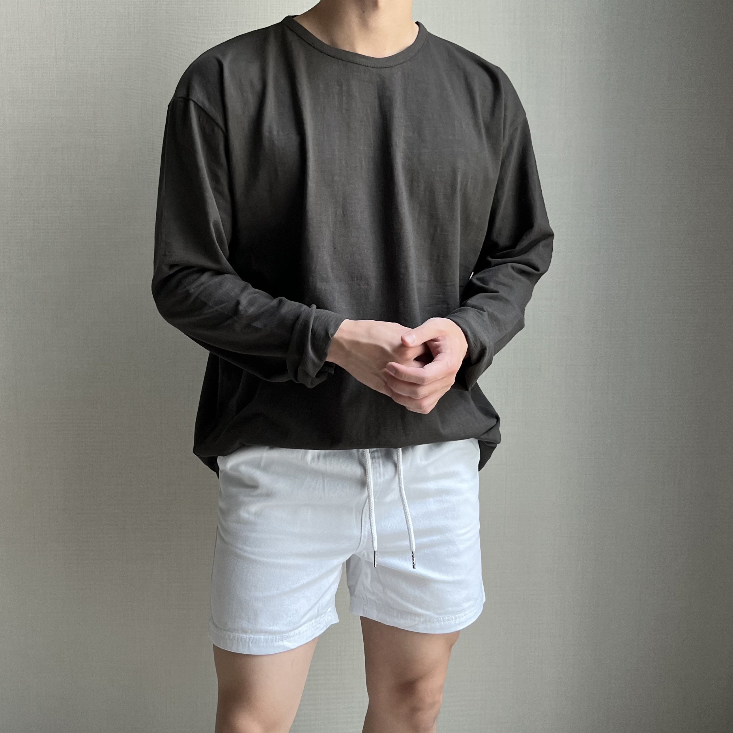 남자 여자 공용 오버핏 슬라브 긴팔티 - 상품 이미지