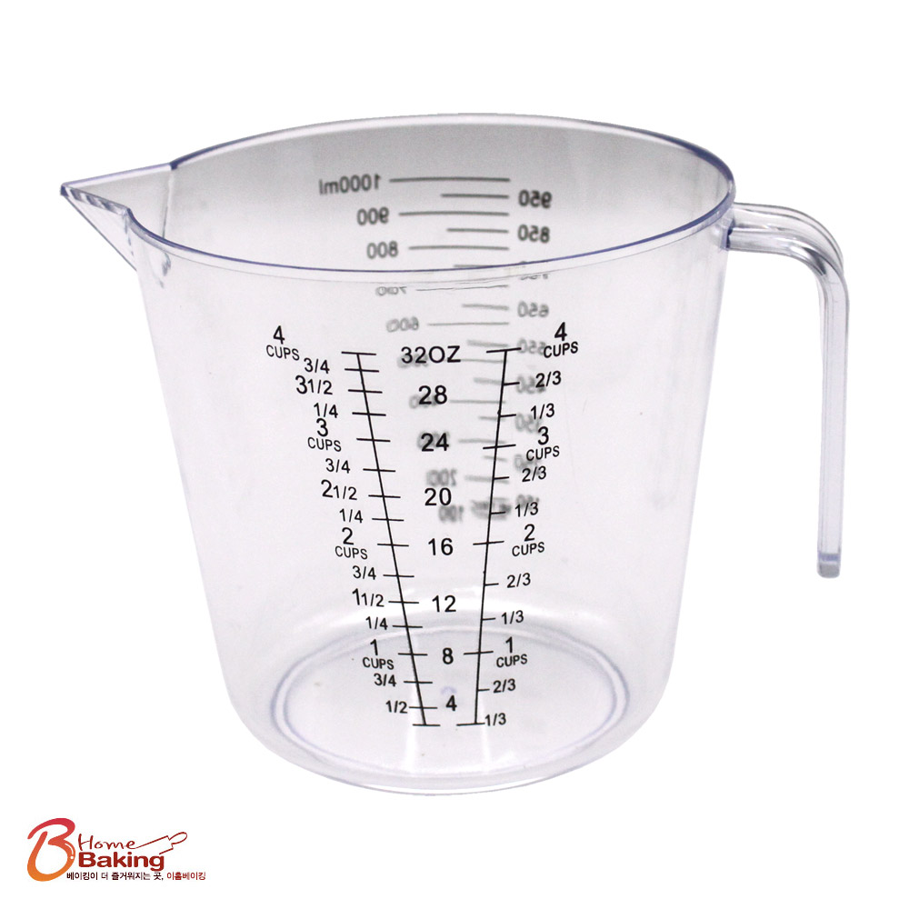 눈금계량컵 1000ml 요리비커 pc 라면 물계량 플라스틱 바리스타 카페용품 도구 - 메인 이미지