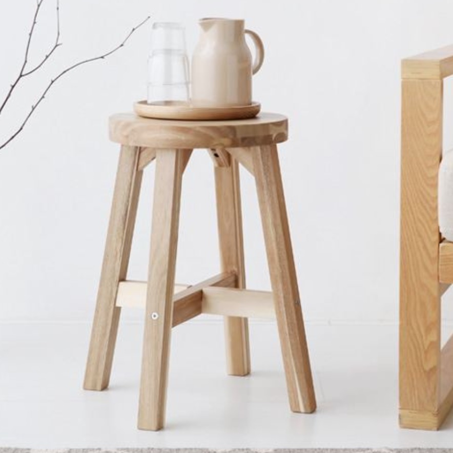 빈티지 화장대 등받이없는의자 원목 우드스툴 나무 스툴