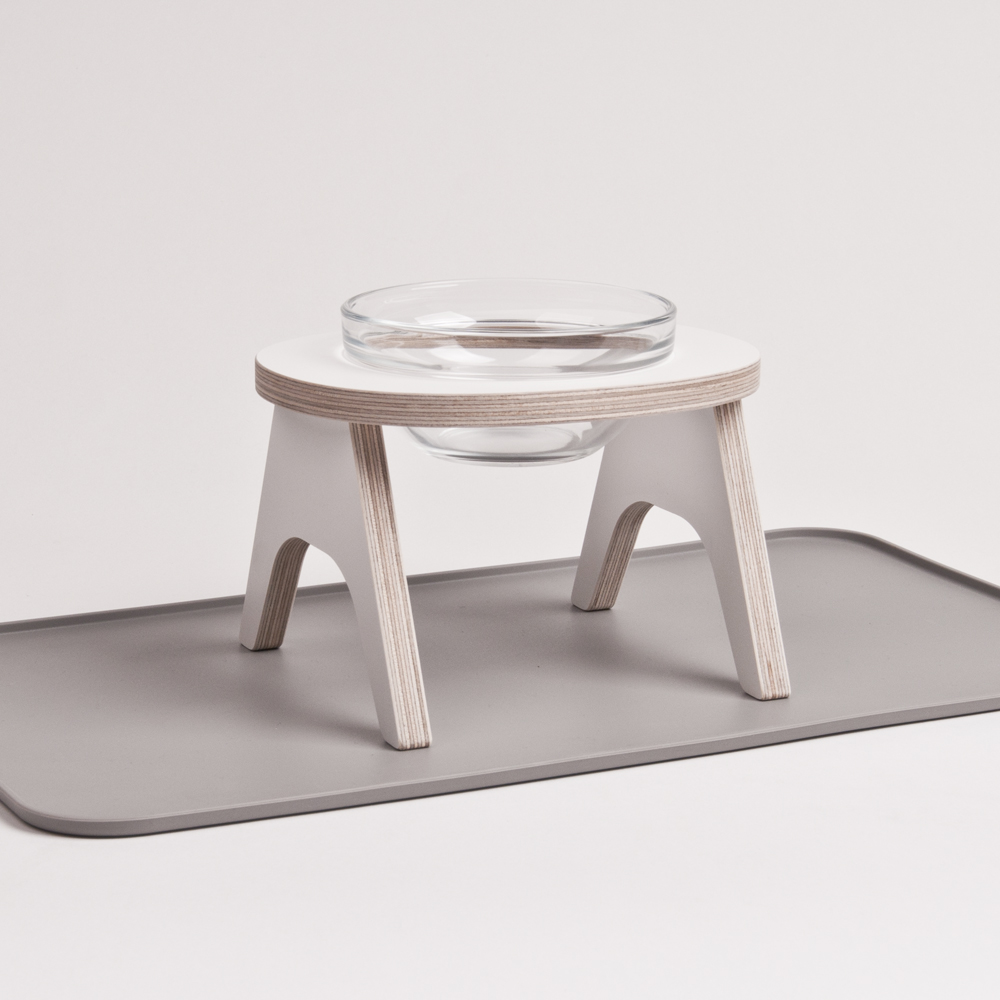 아쭈 고양이 밥그릇 강아지 식탁 유리 식기 받침대 2구