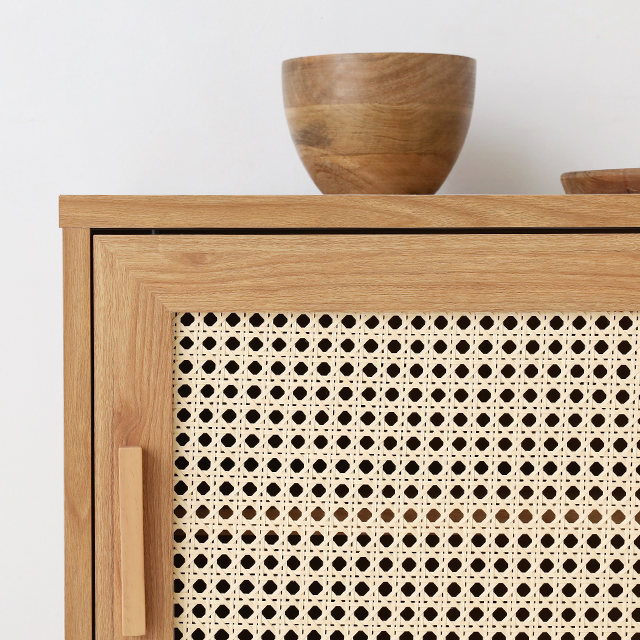 마켓비 티비다이 낮은거실장 라탄 북유럽 원목 거실장 거실tv장식장