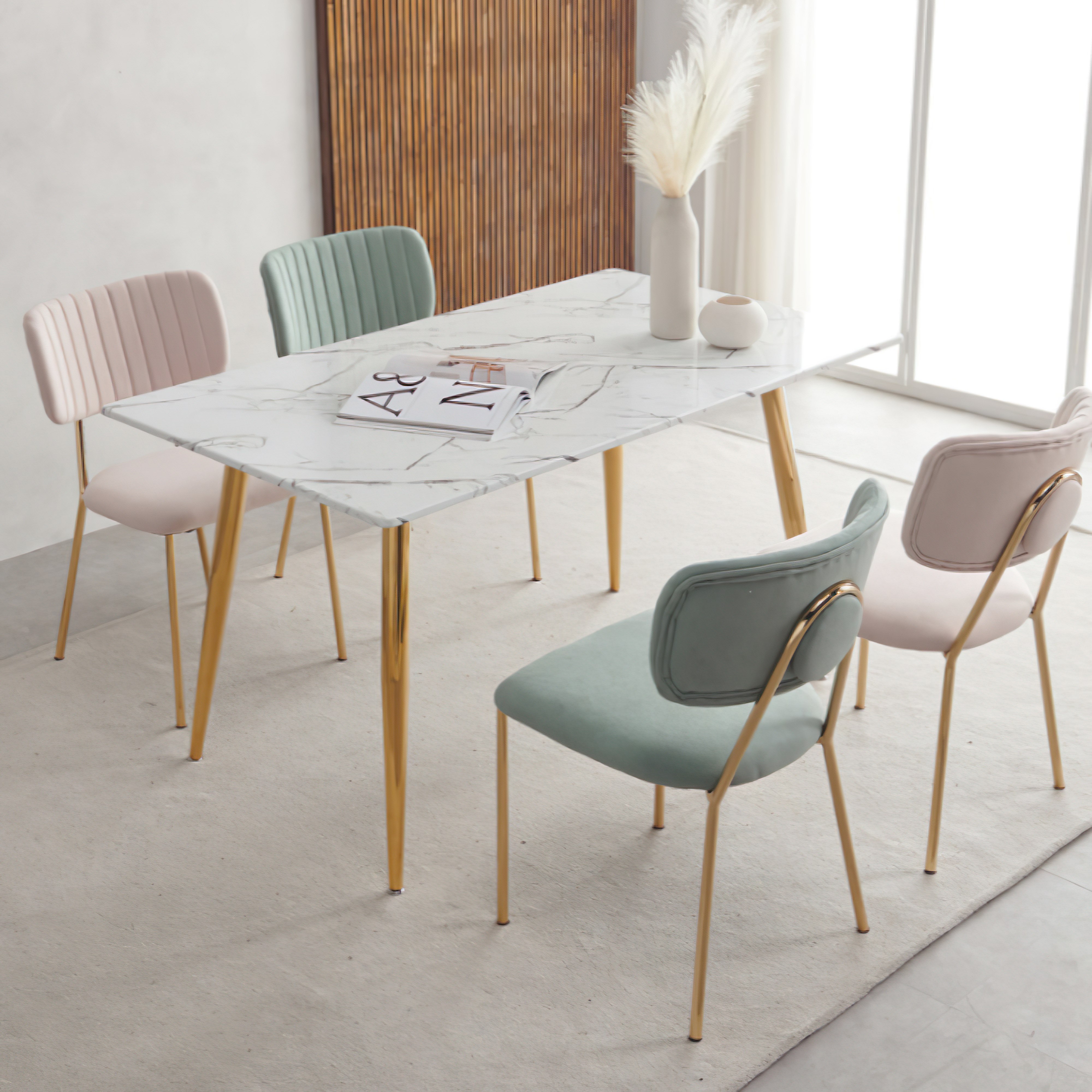 1400 천연 대리석 4인용 식탁 세트