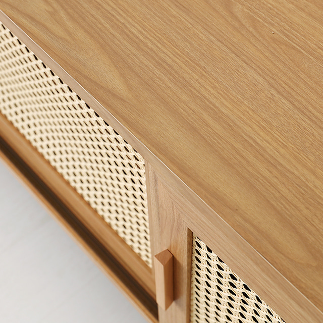 마켓비 티비다이 낮은거실장 라탄 북유럽 원목 거실장 거실tv장식장