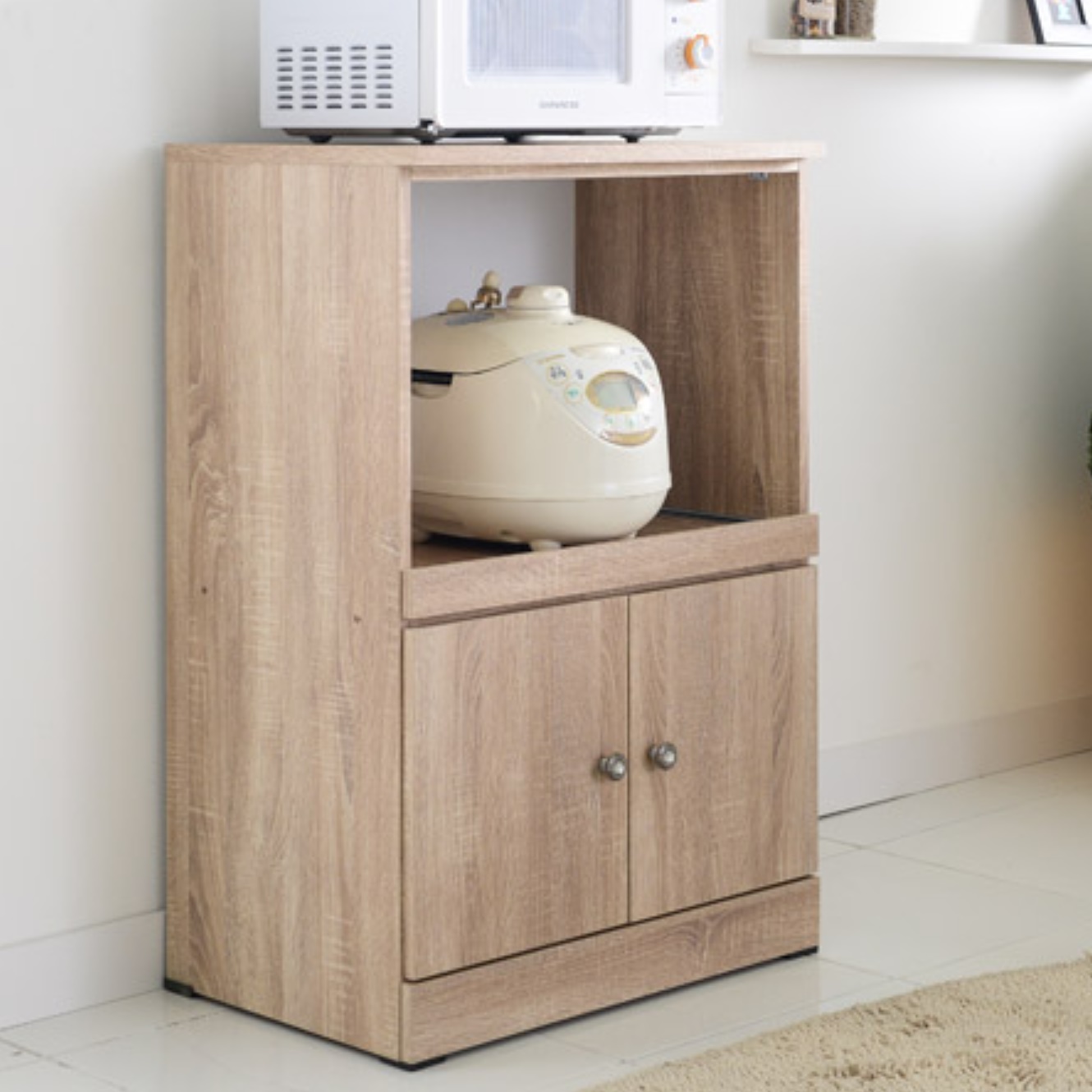 미니 전기 밥솥 수납장 광파 오븐장 렌즈 다이 정리대