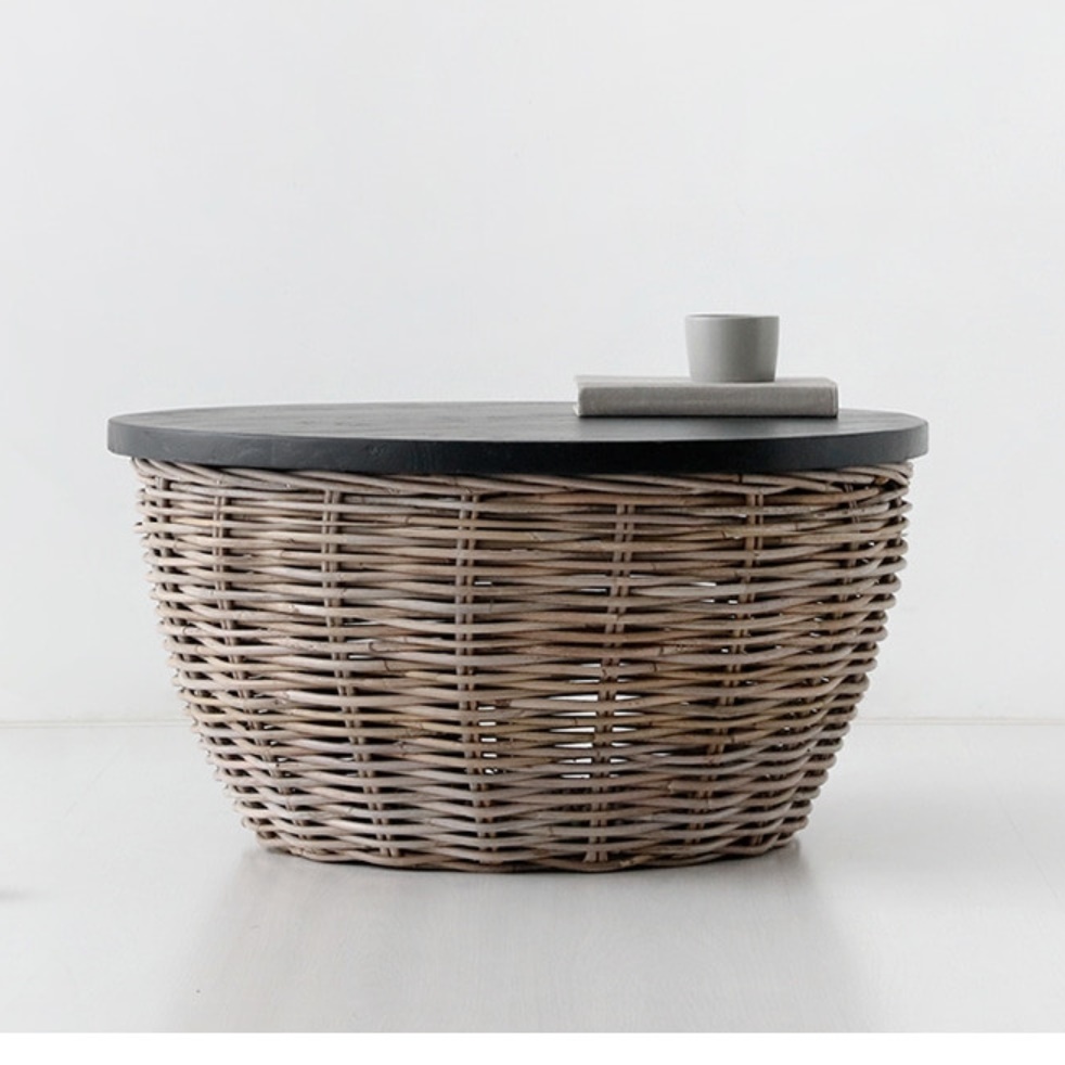 라탄 원형 티테이블 거실용 탁자 라운드형 거실 테이블