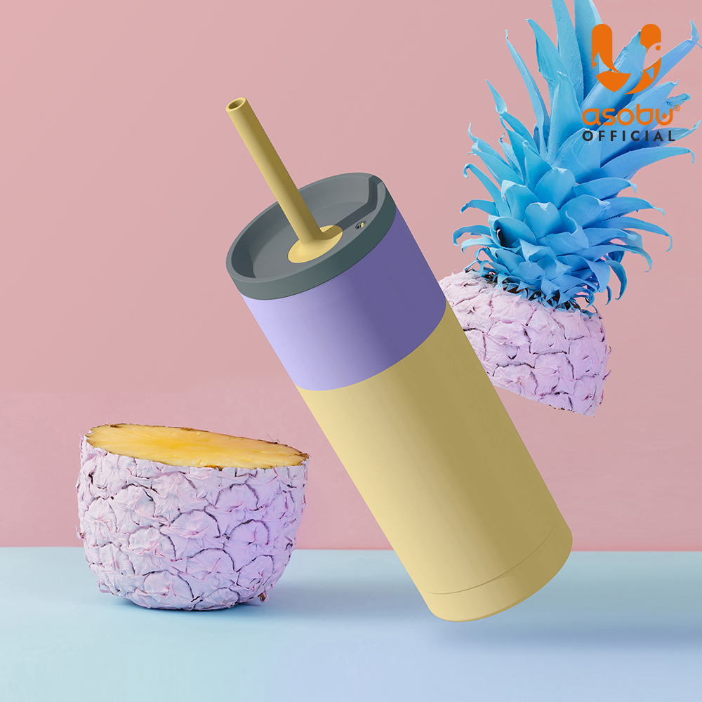 캐나다 아소부 스테인레스 보온보냉 빨대텀블러 파스텔 슈퍼브 시피 600ml, 파스텔옐로우 - 상세 이미지 2