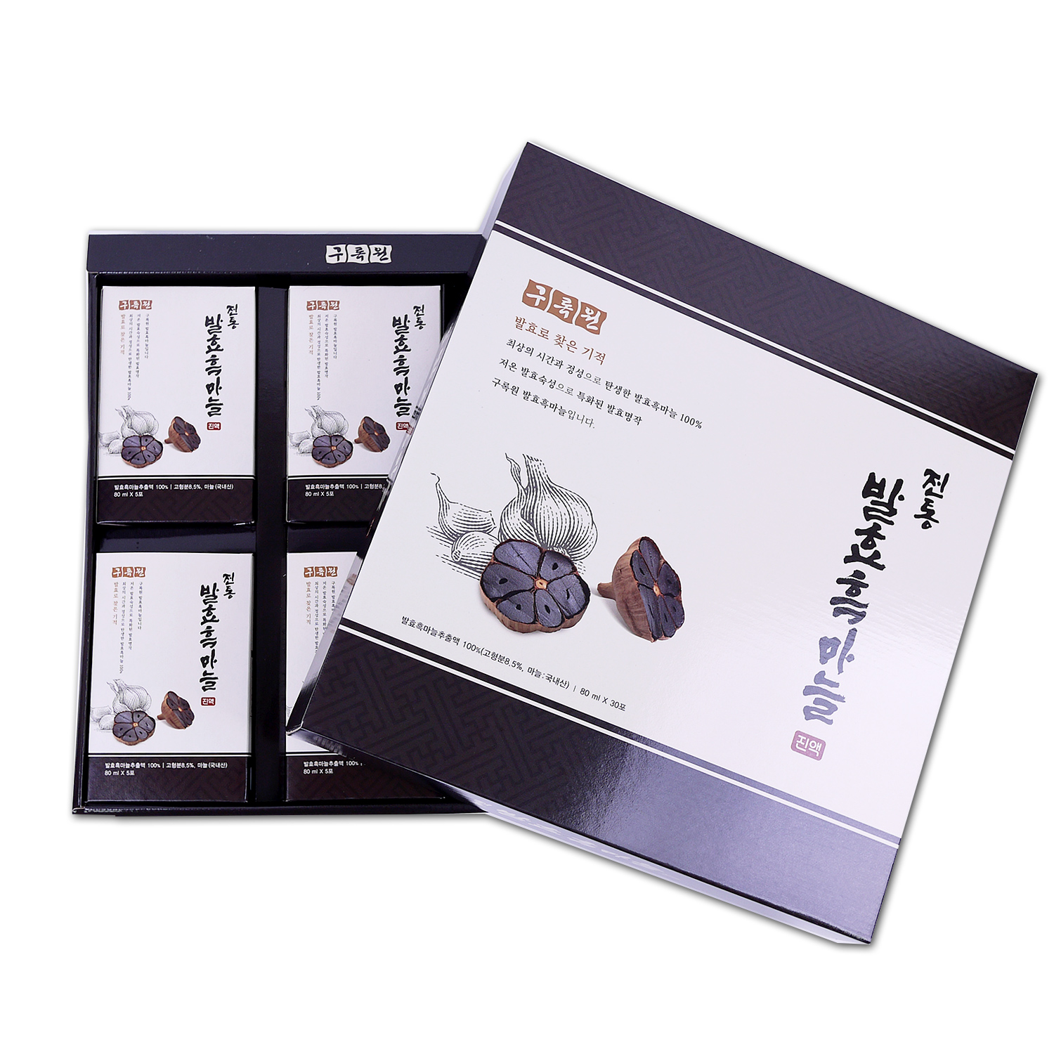 구록원 발효 흑마늘 진액 80ml 30포 선물세트 흙마늘 엑기스 즙 100% - 상세 이미지 4