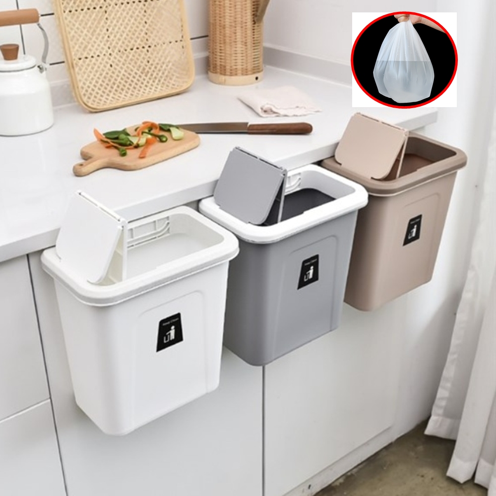 음식물쓰레기통 싱크대 걸이형 휴지통 소+봉투40매