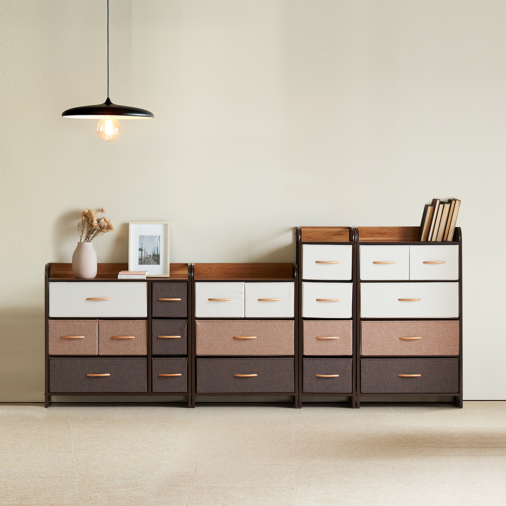 포미즈 틈새 수납 패브릭 3단 4칸 선반 서랍장 조립형 가구 시리즈