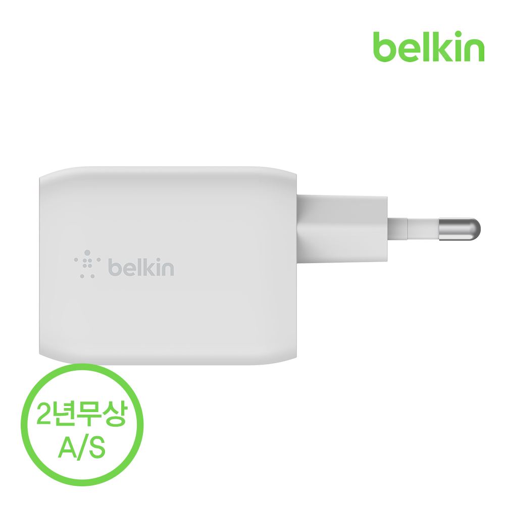 벨킨 65W 듀얼 C타입 PD 3.0 PPS GaN 고속 충전기 WCH013kr 아이폰17 16 15 14 13 12 갤럭시 S25 S24 맥북 에어 M4 아이패드 노트북 호환