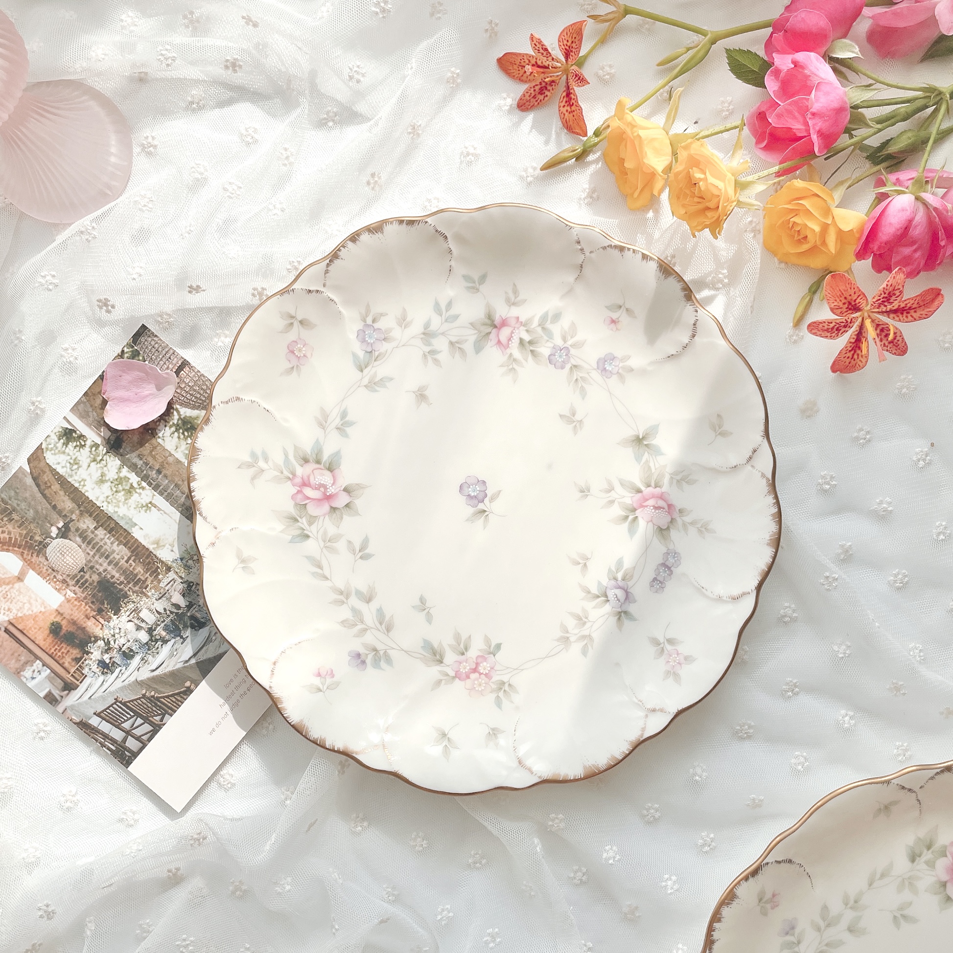 미카사 플라워 앤틱 샐러드접시 예쁜 수입 빈티지그릇