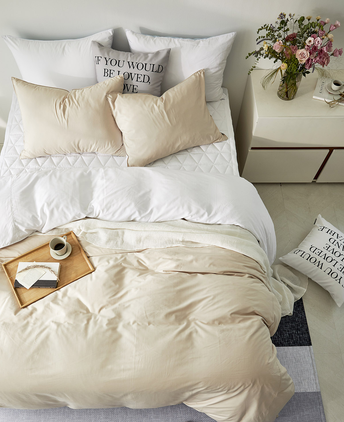 호텔침구 모달60수 이불세트 겨울 알러지케어 사계절 신혼 화이트 이불세트 Q