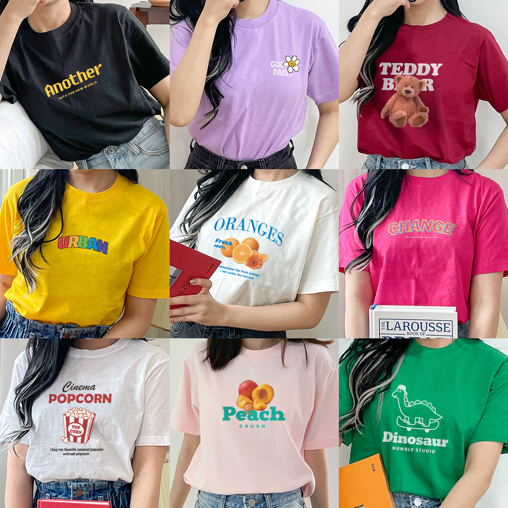 여름 반팔 티셔츠 여성 이너티 오버핏 롱티 20종