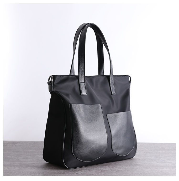 가죽 포켓 프라다천 남녀 가벼운 나일론 소재 대용량 빅사이즈 도트백 출근 대학생 책 가방