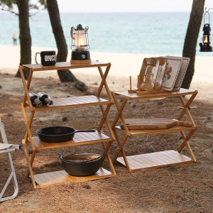 원스위크라이프 캠핑 선반 접이식 우드 쉘프 기본형 3단 운동러 솔직 후기 | 실사용 리뷰 - 상품 이미지 2