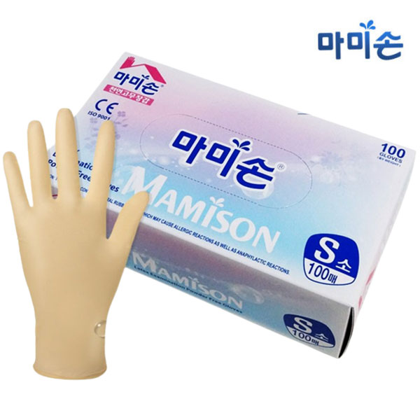 마미손 두꺼운 라텍스장갑 100매 만능 손목긴 요리용 식품용 주방용 - 상품 이미지