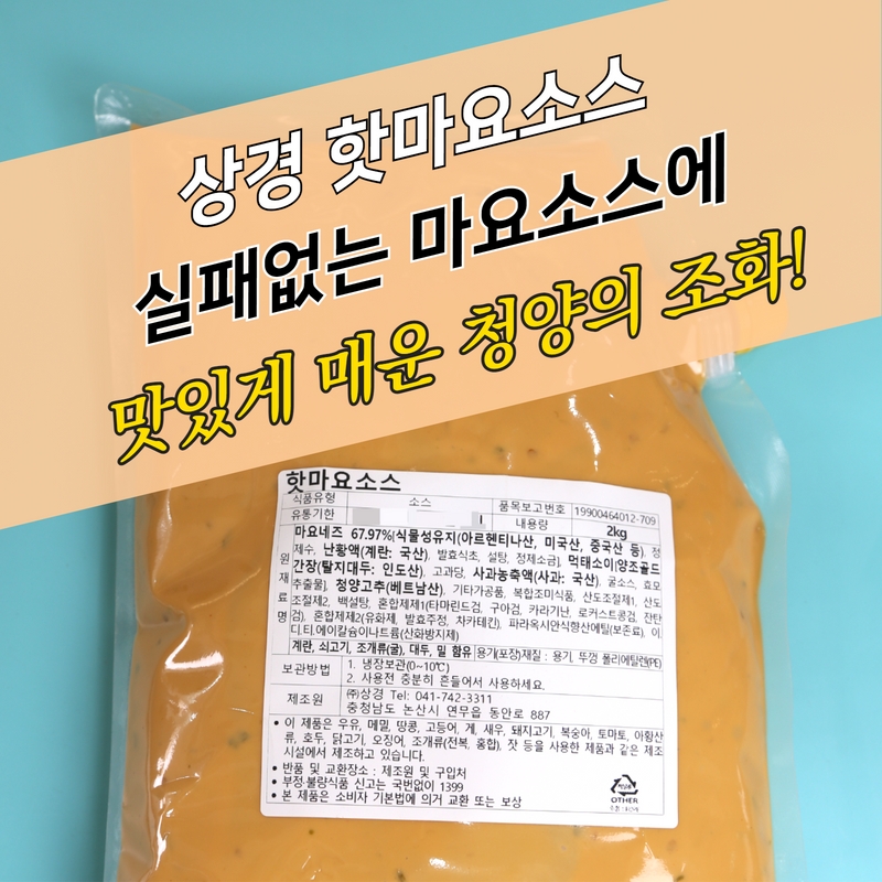 상경식품 드레싱소스 핫마요 2KGX4봉지 BOX 청양 매콤한맛 먹태 - 상세 이미지 3