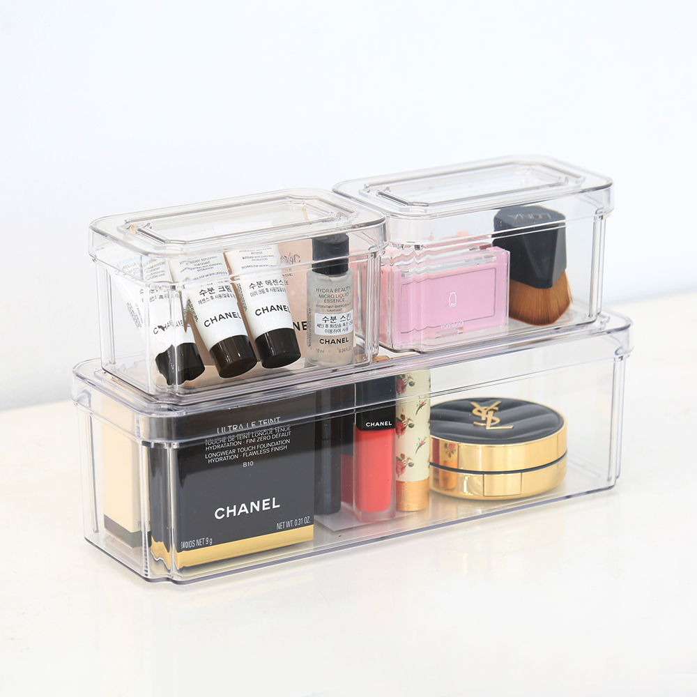 리룸 투명정리함 리빙박스 아크릴정리함 팬트리정리함 3P 세트 낮은형