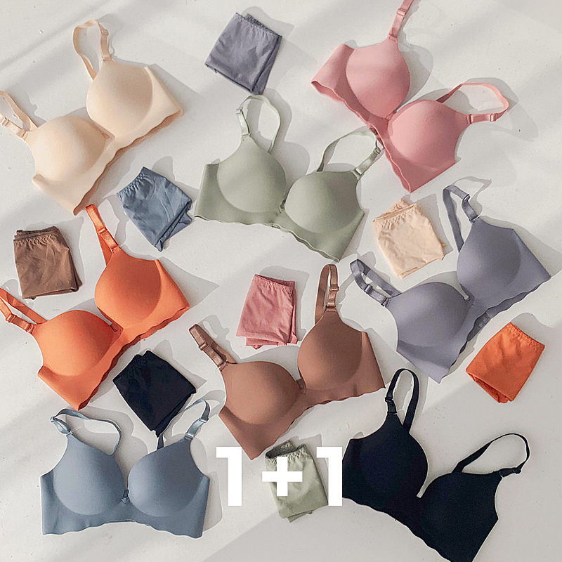 힙핑크 팔레트 볼륨브라 처진가슴 뽕 노와이어 가슴모아주는 속옷세트 브라팬티 이미지 4