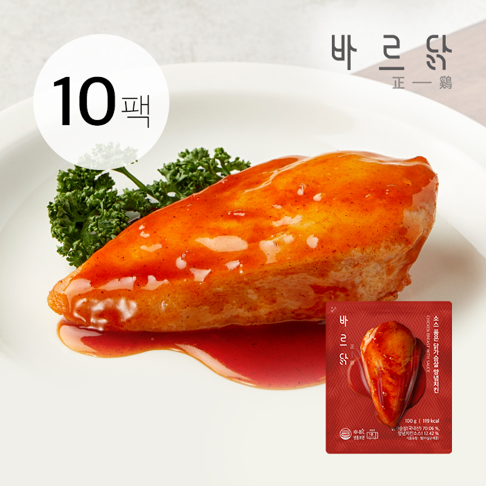 [바르닭] 소스품은 닭가슴살 양념치킨맛 10팩 - 상품 이미지