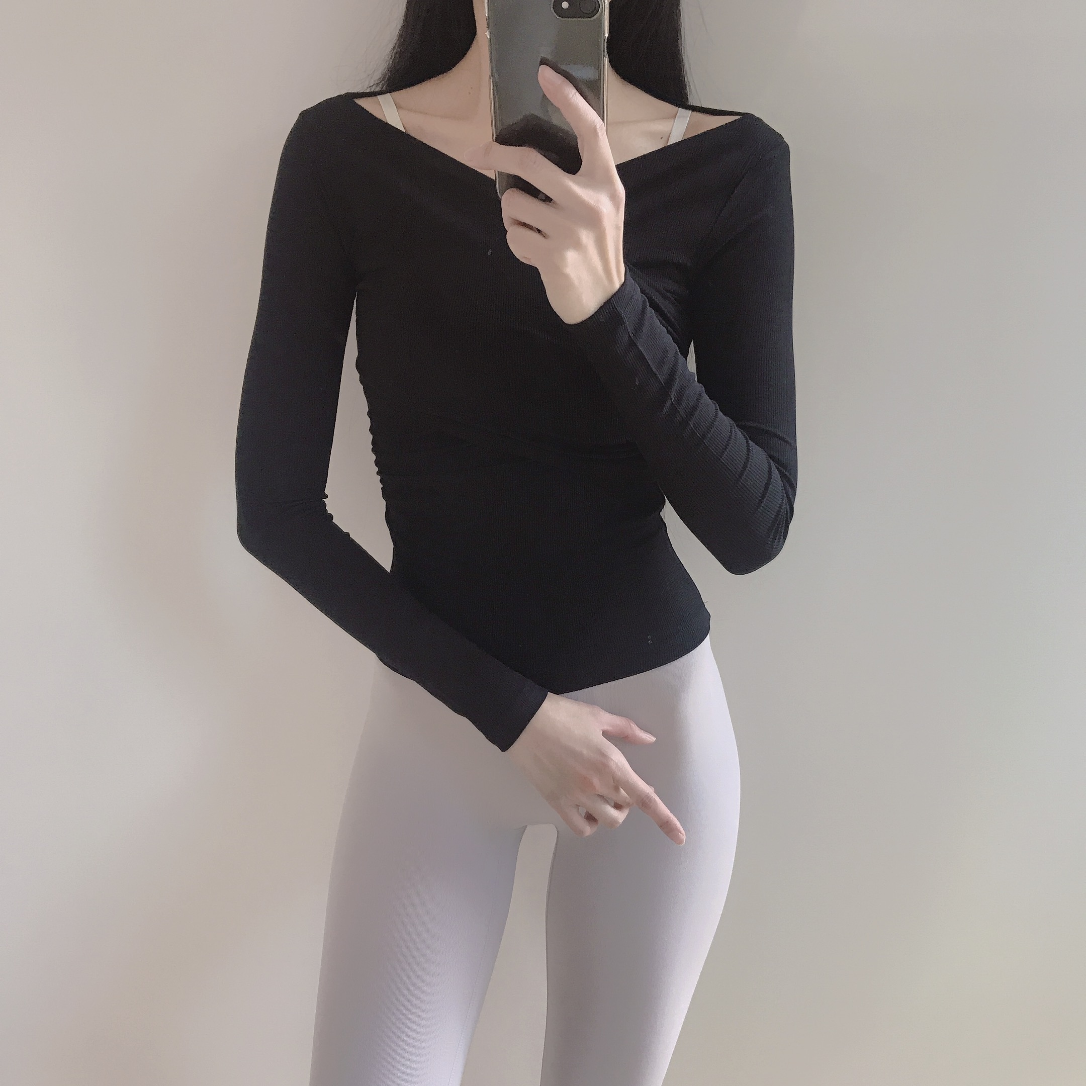 로라벨 메쉬 필라테스복 여성 요가복 필라테스 요가 상의 티셔츠 운동복 커버업 크롭 긴팔 - 상세 이미지 4