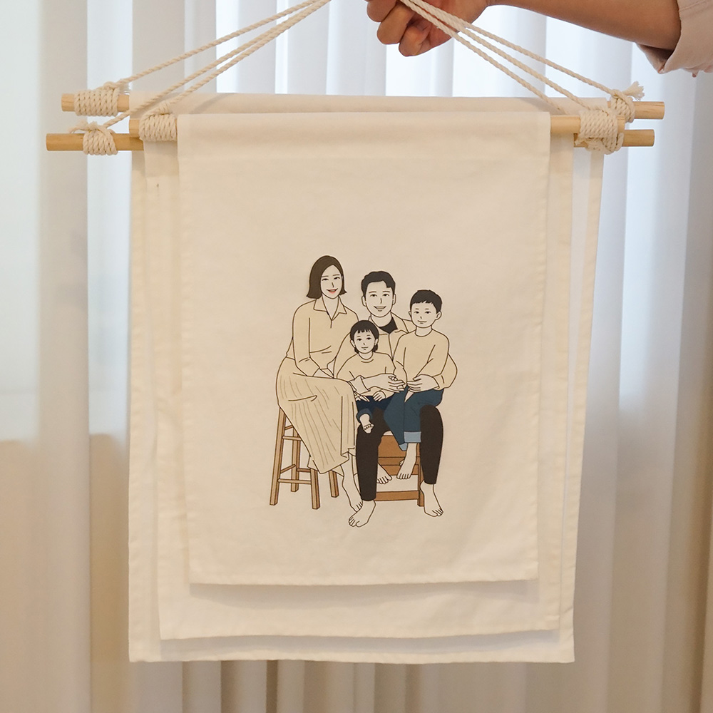 패브릭포스터 주문제작 드로잉 집들이선물 결혼선물 베이지 S 채색
