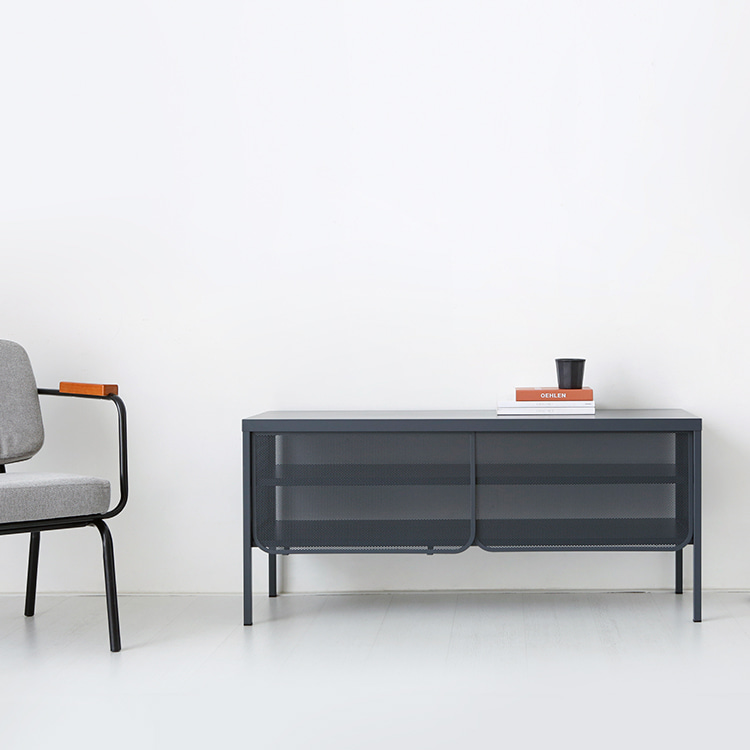 CHAPUL 캐비넷 수납장 라운드형 1225x395x560mm, 2단, 다크그레이 1476.7890 - 상세 이미지 3