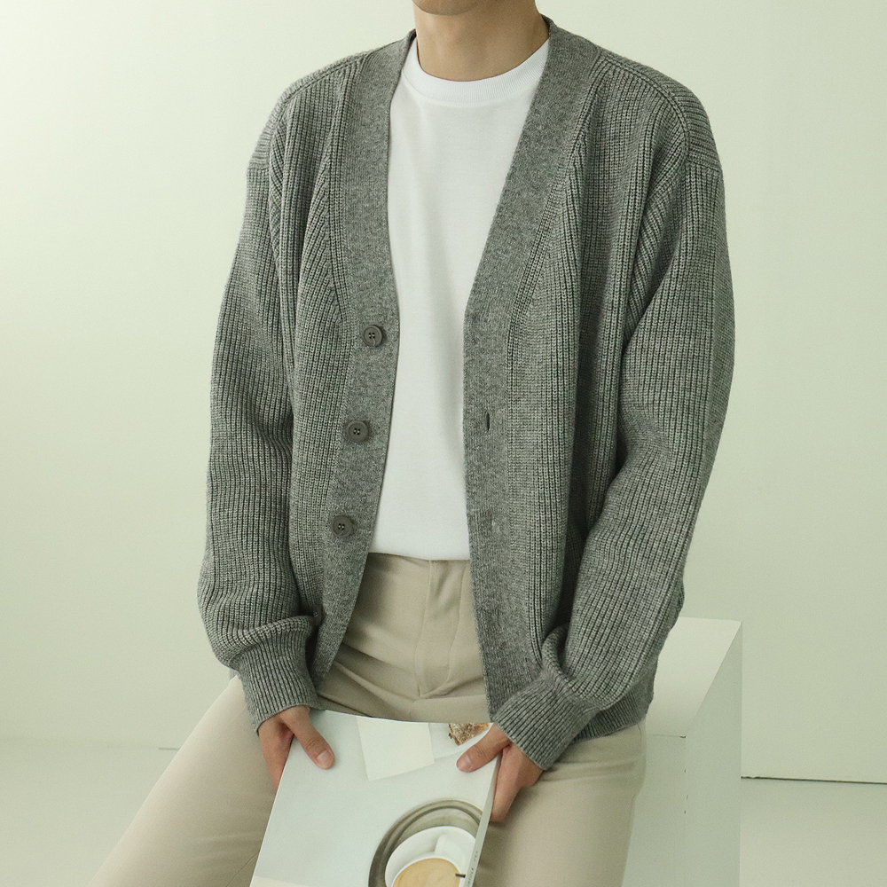남자가디건 커플 숏 울 캐시미어 가디건