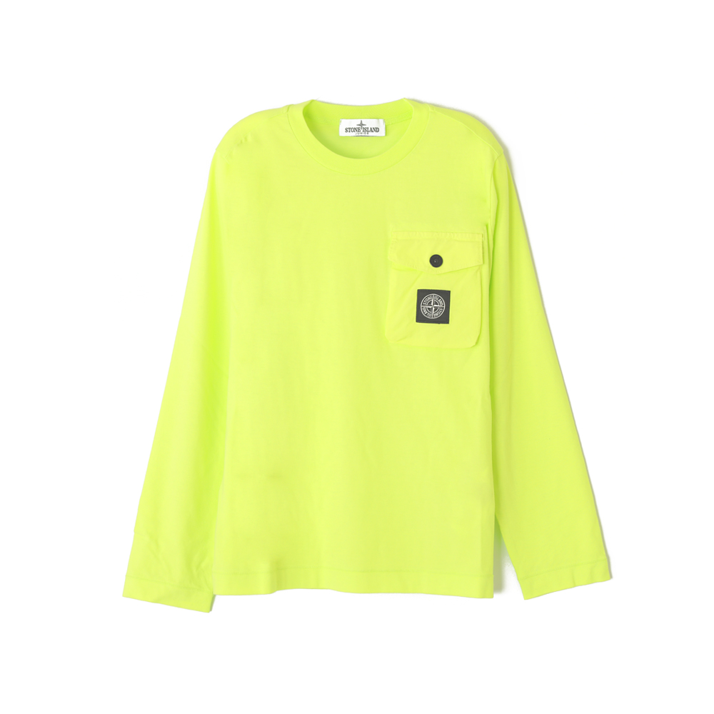 [스톤 아일랜드] 22FW 키즈 로고 포켓티셔츠 네온그린 771620347 V0031 : 바이스트