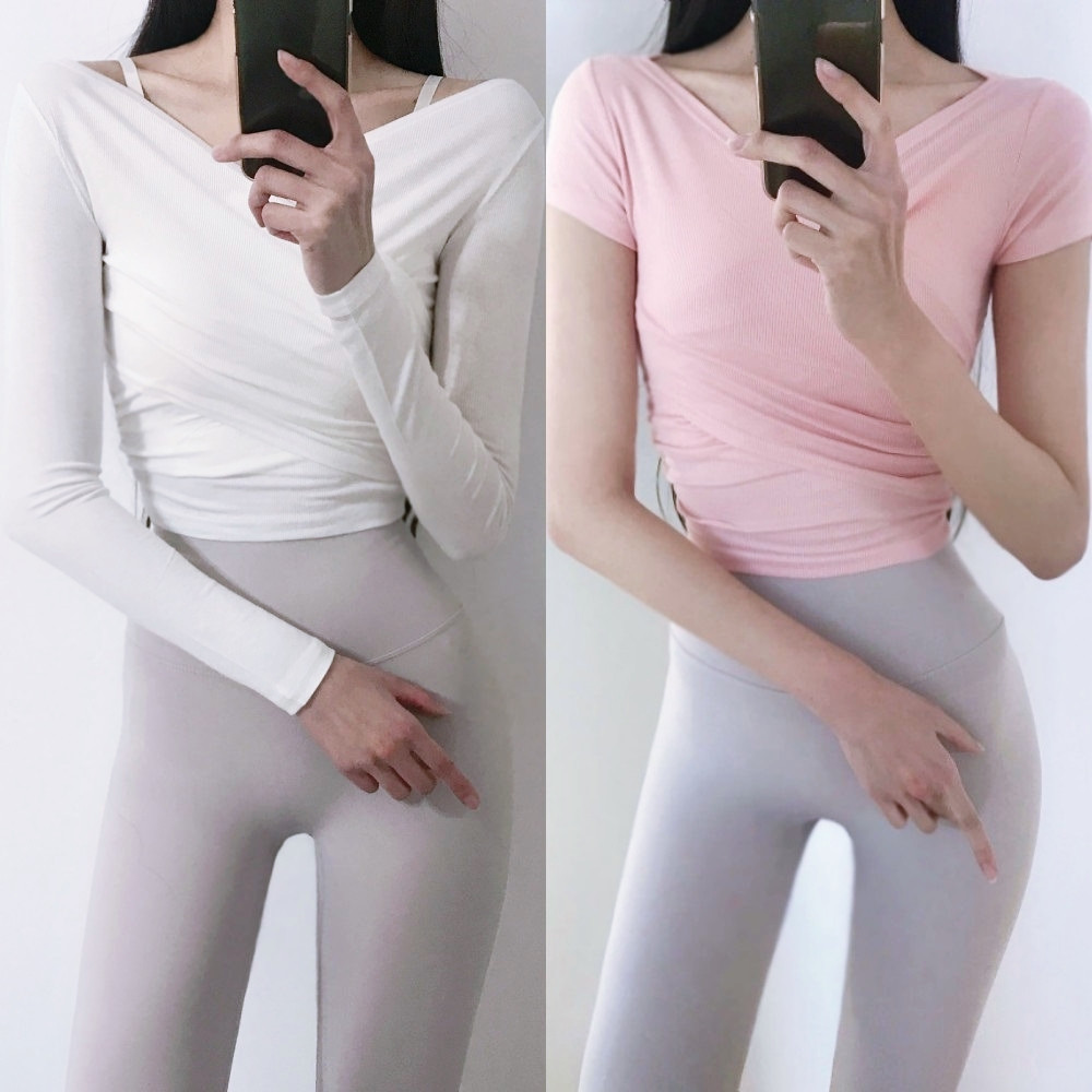 로라벨 메쉬 필라테스복 여성 요가복 필라테스 요가 상의 티셔츠 운동복 커버업 크롭 긴팔 - 상세 이미지 5