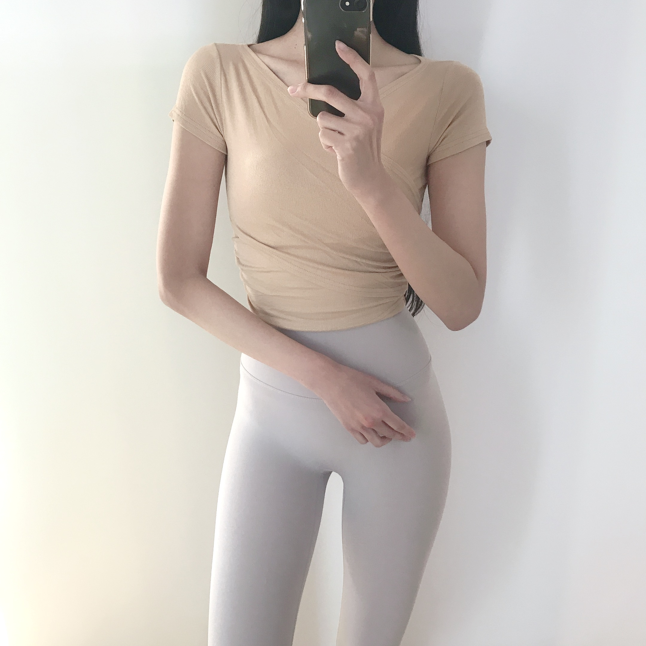 로라벨 메쉬 필라테스복 여성 요가복 필라테스 요가 상의 티셔츠 운동복 커버업 크롭 긴팔 - 상세 이미지 2