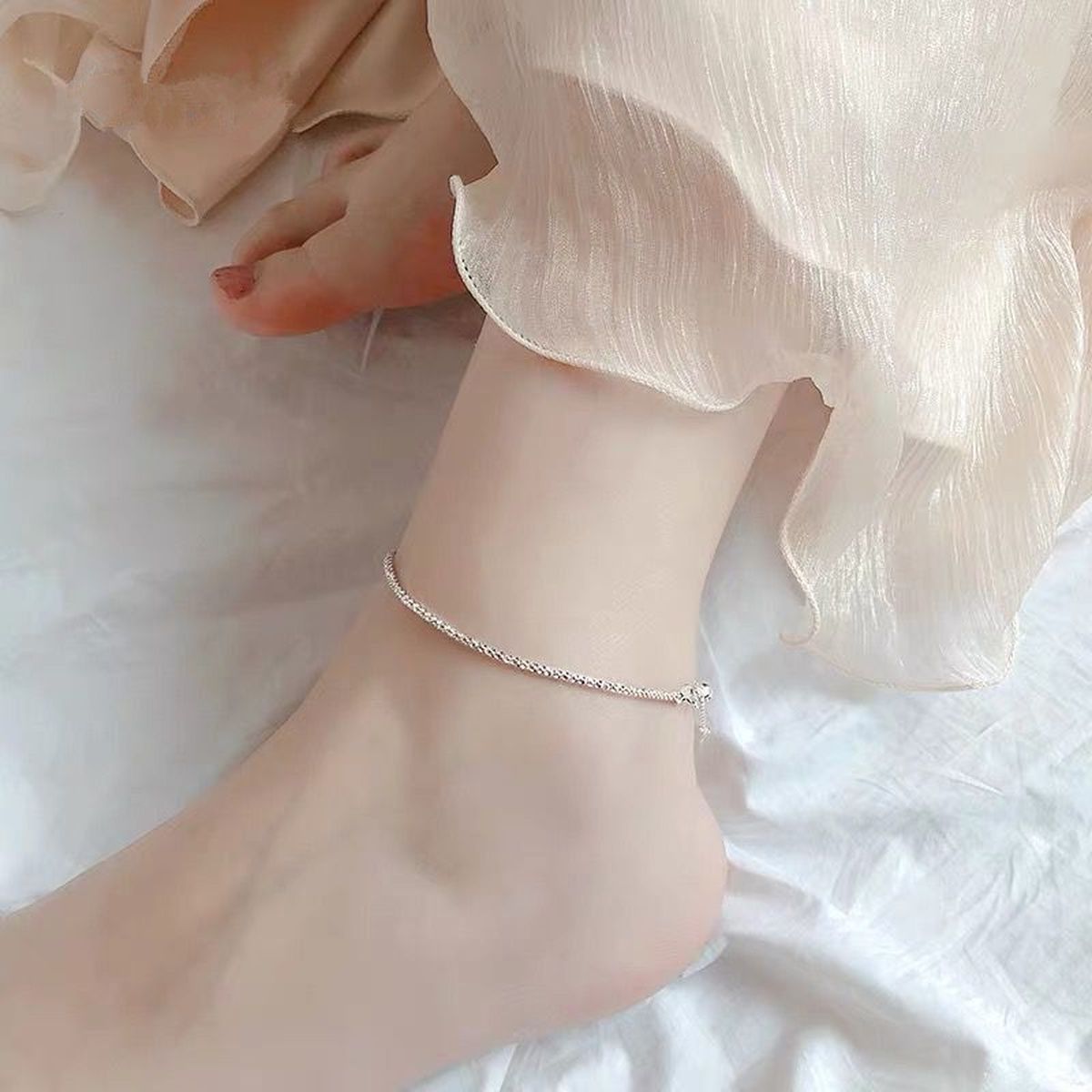 스파클링 체인 심플 발찌 [실버] N207 - 상품 이미지
