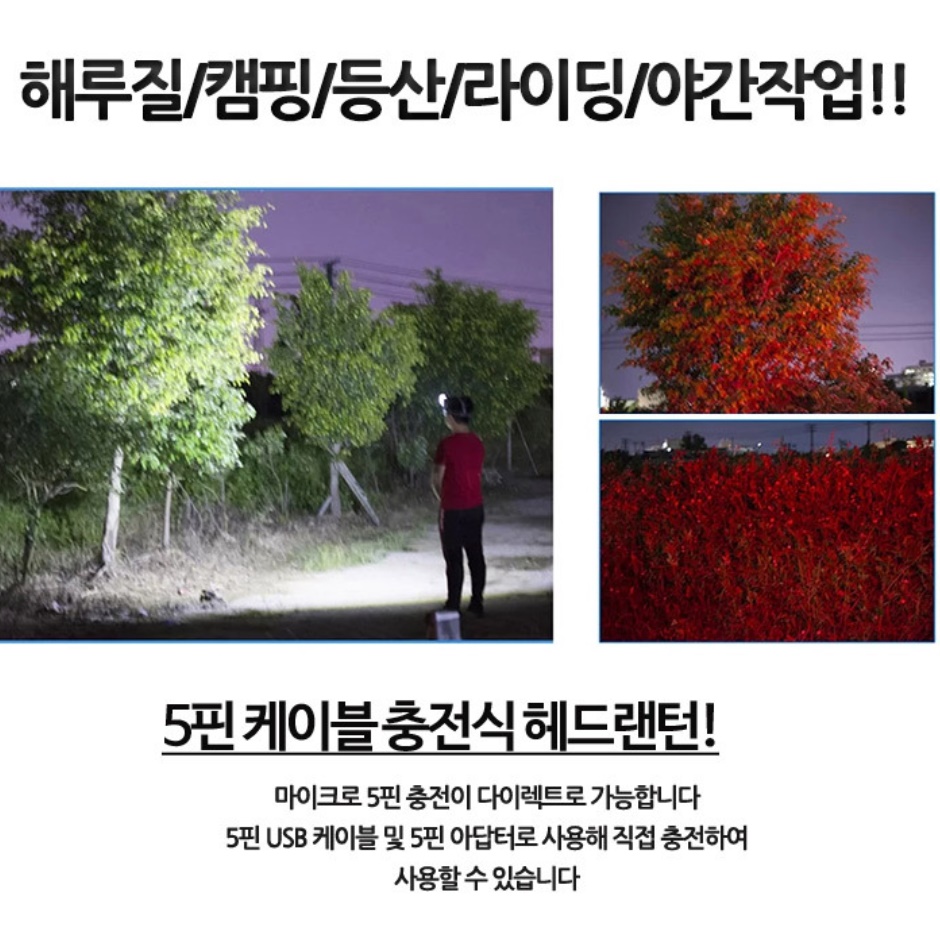 낚시용 헤드랜턴 머리 전등 등산용 작업용 밴드형 헤드라이트 - 상세 이미지 3