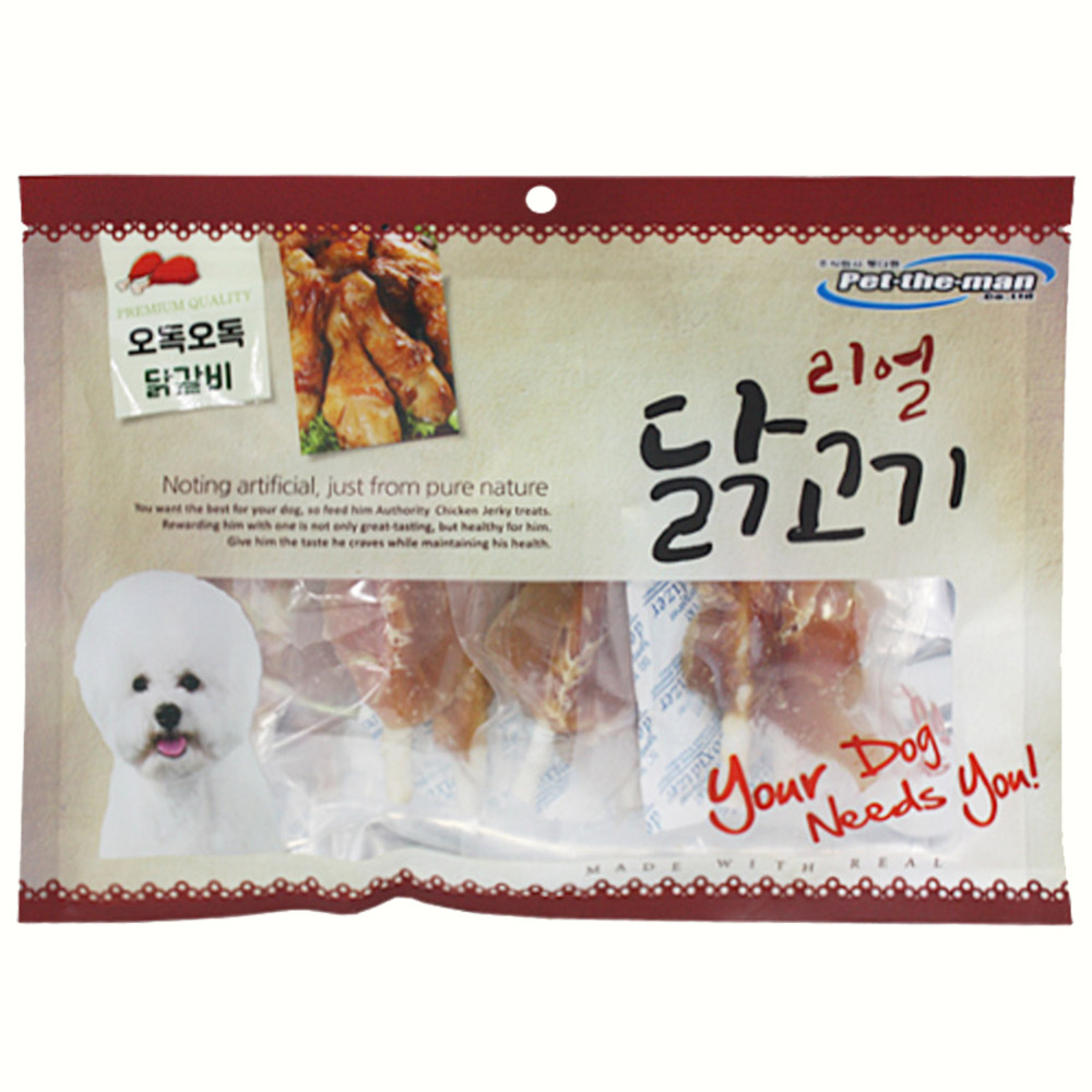 대용량 강아지 사사미 간식 헬로도기 리얼 훈제 닭고기 닭갈비, 300g, 1개 - 메인 이미지
