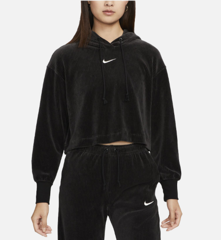 나이키 스포츠웨어 벨루어 크롭 풀오버 후디 D7 DQ5928-010