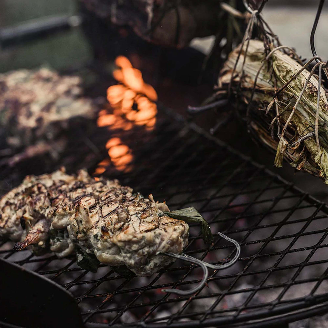 베어본즈 카우보이 캠핑 바베큐 그릴 스틸 꼬치 구이 4개 세트 아웃도어 BBQ 조리 도구