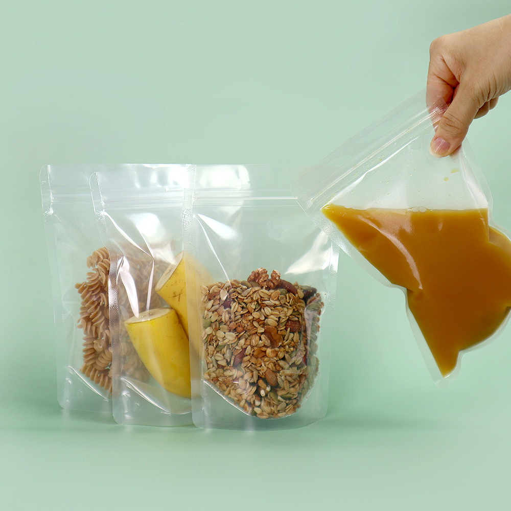 투명 스탠딩지퍼백 대 25매 두꺼운 스탠드지퍼백 육수 사료 보관팩 냉동 소분용