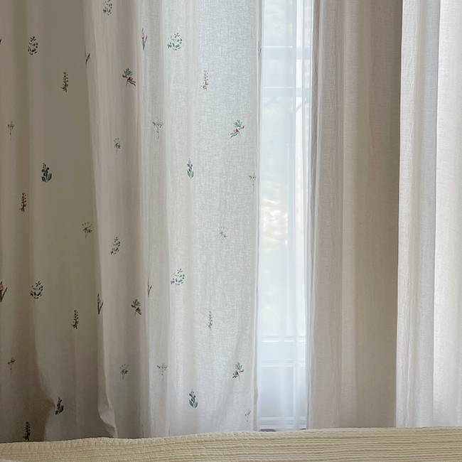 바이아미 들꽃 거실 빈티지 꽃무늬 레트로 카페 커튼