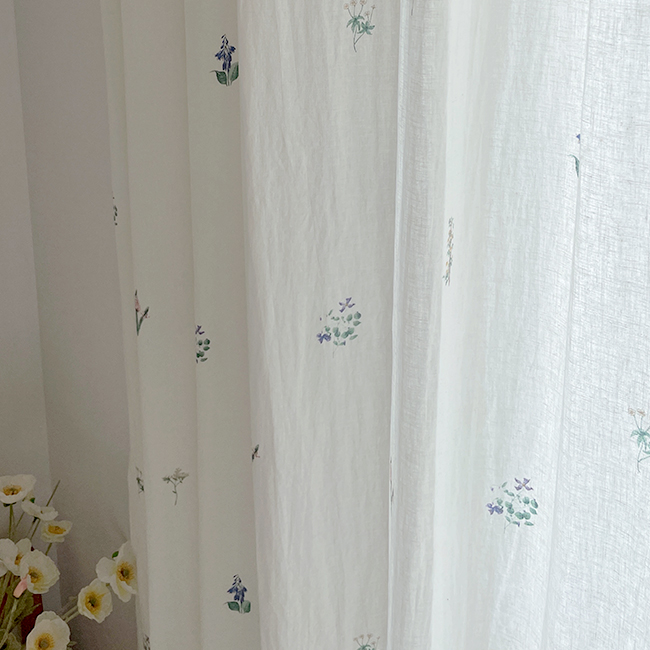 바이아미 들꽃 거실 빈티지 꽃무늬 레트로 카페 커튼