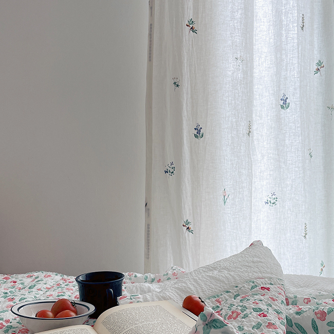 바이아미 들꽃 거실 빈티지 꽃무늬 레트로 카페 커튼