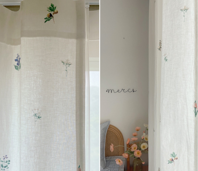 바이아미 들꽃 거실 빈티지 꽃무늬 레트로 카페 커튼