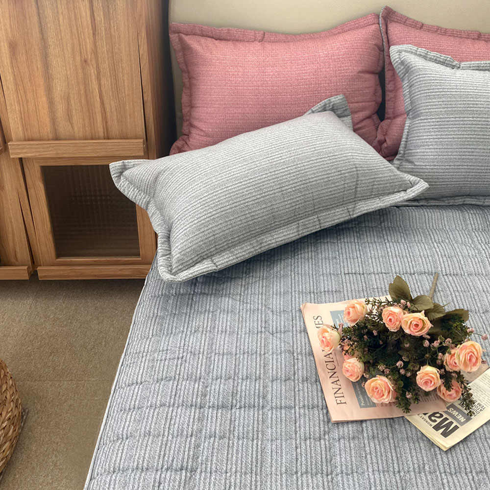 소프트 세미마이크로 누빔 매트리스 커버 먼지없는 항균 원단 클릭 그레이 SS