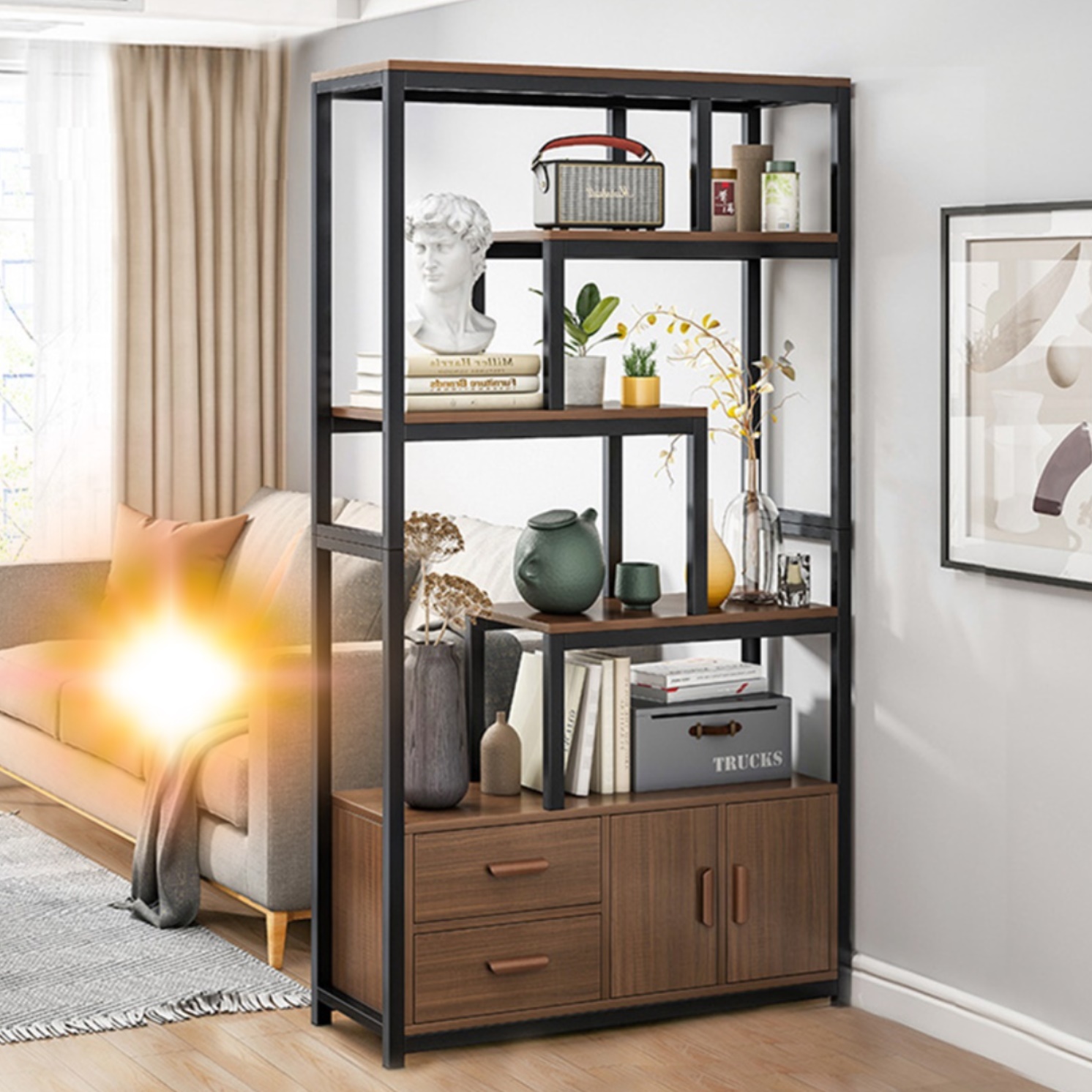 인테리어 장식장 철제 북유럽 거실진열장 상패 수납 서랍장식장