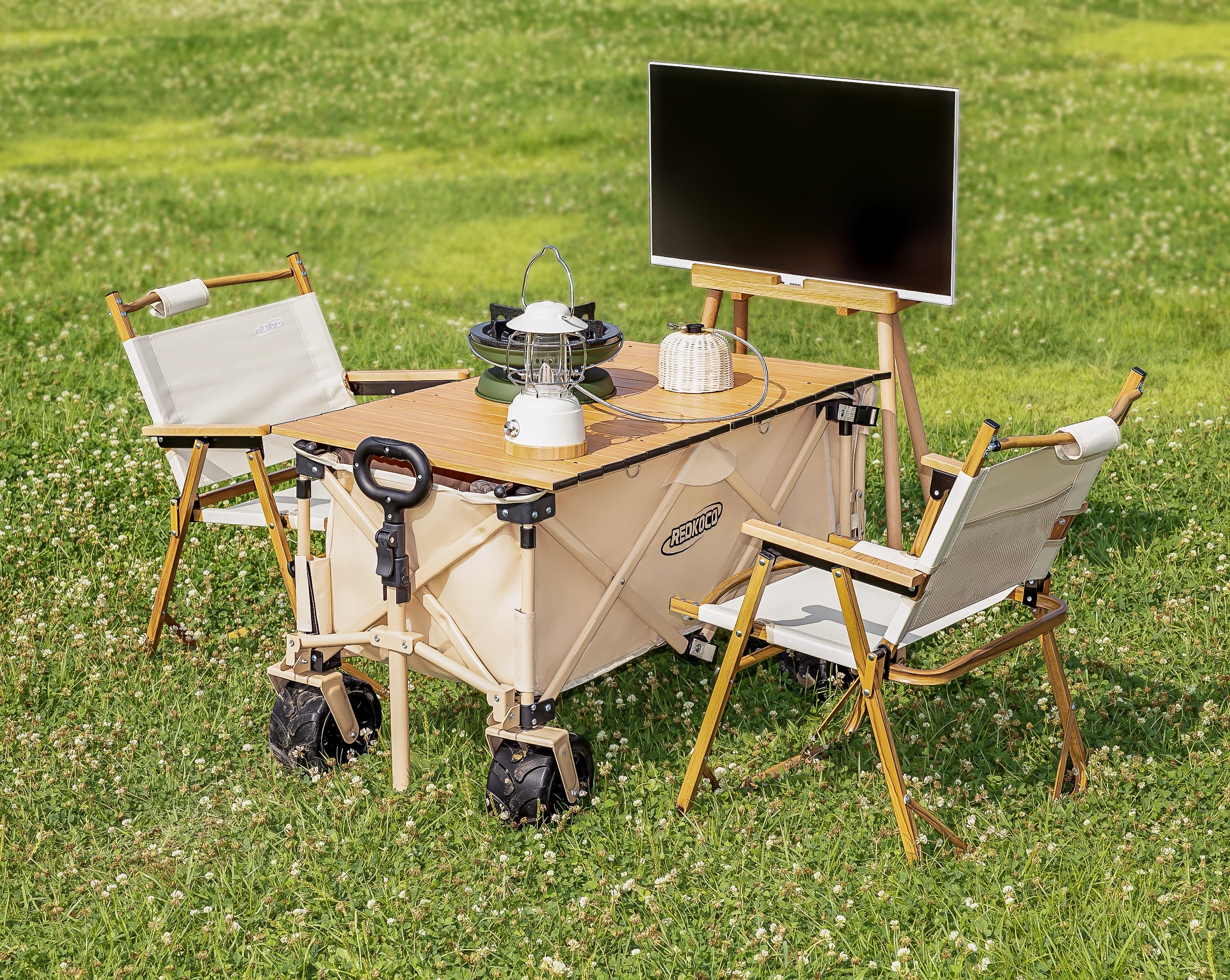 레드코코 캠핑웨건 왜건카트 수레 뒷문오픈 광폭타이어 롱바디