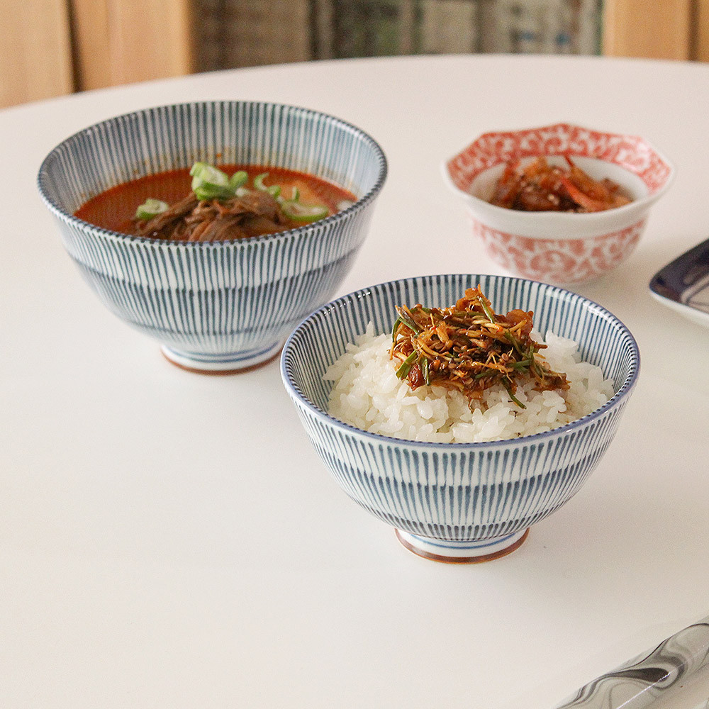 밥그릇+국공기 세트구성 일본 예쁜 도자기 밥공기&대접 1.빗살