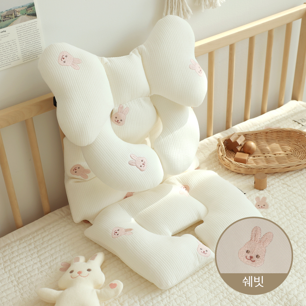유모차 라이너 신생아 이너 통풍 시트 유모차 쿠션 패드 목베개 세트 자수 쉐고미 - 상세 이미지 4