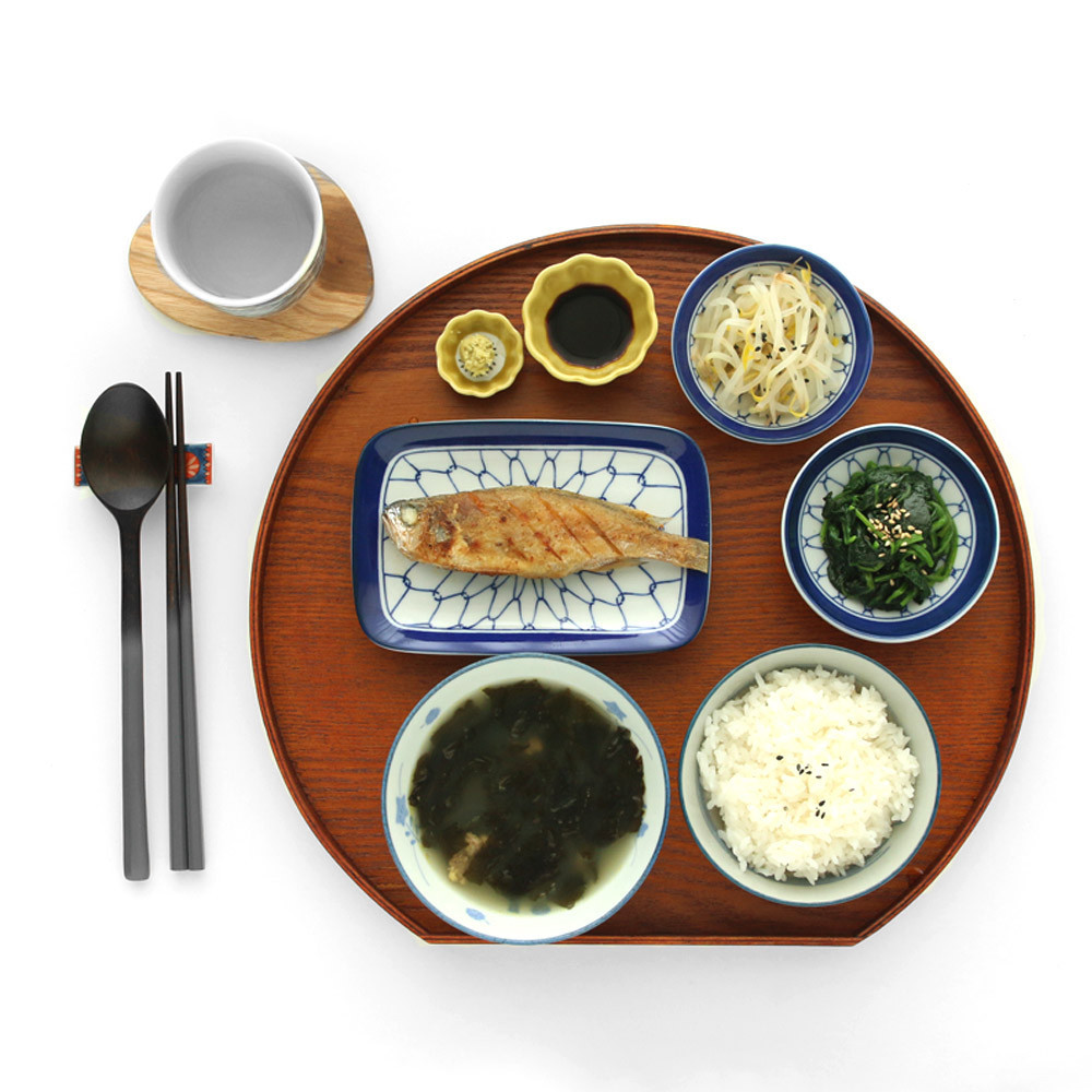 애쉬 우드 빈티지 혼밥용 개인 감성 디저트 타원 직사각 반달 4종 원형 우드 트레이 이미지 8