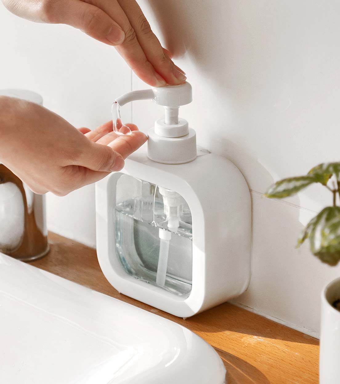 호텔 욕실 디스펜서 샴푸통 화이트 핸드워시 물비누 용기 300ml - 상품 이미지
