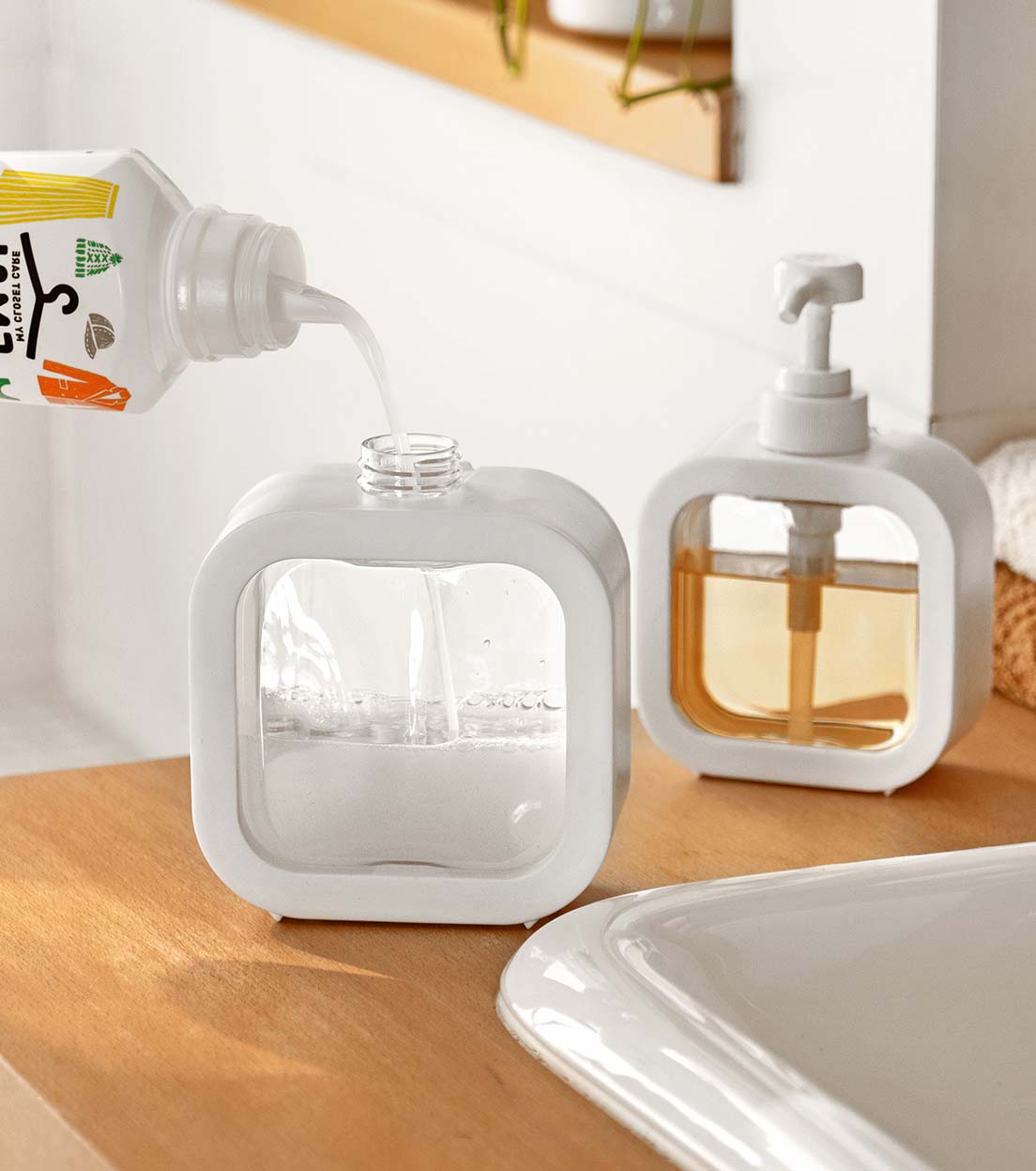 호텔 욕실 디스펜서 샴푸통 화이트 핸드워시 물비누 용기 300ml 이미지 6